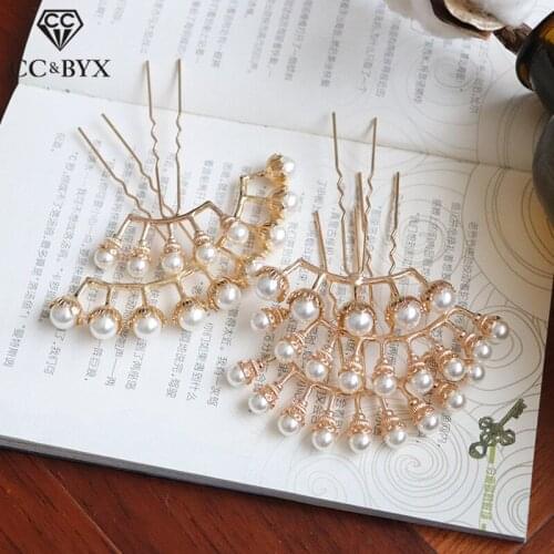 CC Hair Stick Hairgrips Combs 100% Handmade Imitation Pearls Wedding Accessories for Women Bridal Romantic Fine Jewelry mq091
