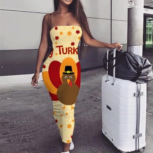 KYKU Brand Thanksgiving Dress Women Animal Boho Hip Hop 3d Print Maple Leaf Bodycon Dress Womens Clothing Elegant Ladies Cool