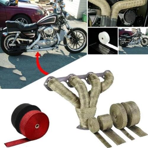 5M Roll Fiberglass Heat Shield Motorcycle Exhaust Header Pipe Heat Wrap Tape Thermal Protection Exhaust Pipe Insulat Steel Ties