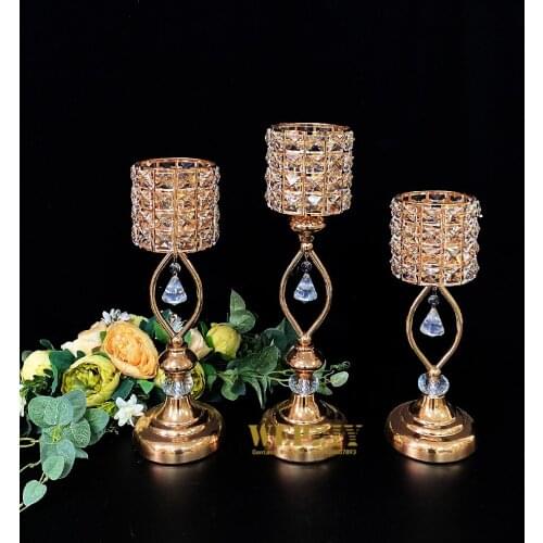 5 sets of golden electroplating crystal candle holder candle ins living room dining table porch decoration