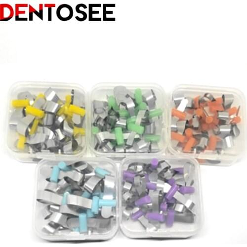 50Pcs Dentistry Metal Matrix Bands Retainerless Automatrix with Locker Dental Matrix Matrices Sectional Contoured Matrices