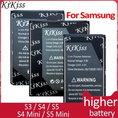 KiKiss Battery For Samsung GALAXY S3 S4 S5 Mini SM-G800F SM I9300 I9500 I9505 G900F G800F EB-BG800BBE EB-BG900BBC B600BE B500BE