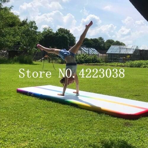 Free Shpping 2019 New Rainbow 3*1*0.1m Air Track Gymnastics Tumbling Mat Inflatable Floor Mats with Electric Air Pump for Home