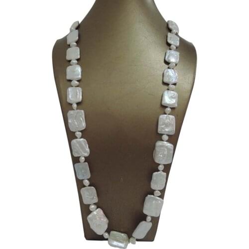 Free shipping rectangle baroque pearl shape long necklace 100% NATURE FRESHWATER Baroque PEARL-120 cm long pearl necklace