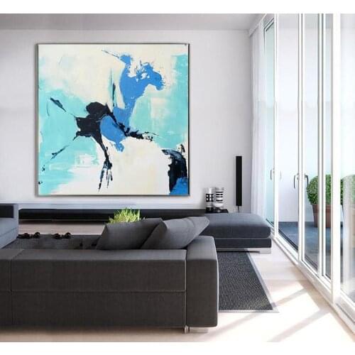 Large Original Painting On Canvas Blue Abstract Art White Abstract Painting Heavy Texture Painting Artwork Dine Room Wall Art