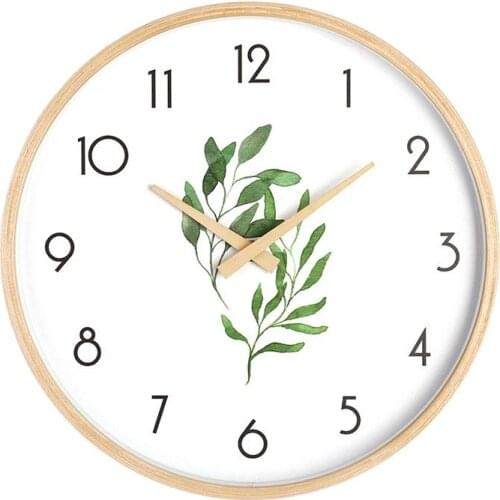 Creative Large Wood Wall Clock Modern Solid Wood Frame Needle Leaf Silent Wall Watches Home Decor Relogio Parede Gift FZ781