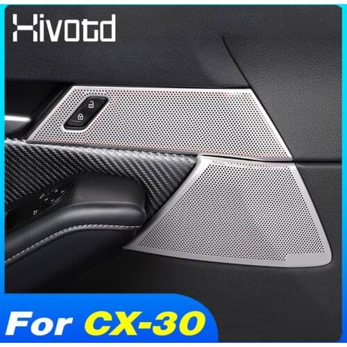 Hivotd For Mazda CX30 CX-30 Accessories 2021 2020 Interior Door Panel Cover Decoration Audio Speaker Frame Trim Car Styling