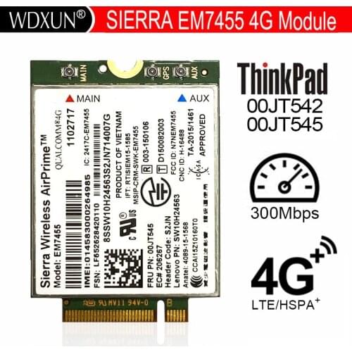 EM7455 FRU 00JT542 LTE CAT6 for Thinkpad L460 L560 P50 P70 T460 T460S T560 X1 YOGA 2nd gen X1 Carbon X260 X270 T570