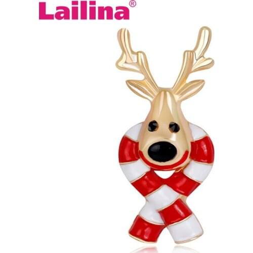 Enamel Deer Brooches Pins Corsage Christmas Gifts New Year Fashion Women Rhinestones Christmas Brooch