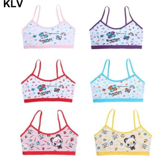 Girls Bra Underwear Lingerie Kids Teens Teenage Young Adolescente 8-14Years Student Cotton Cartoon Print Undewear Tops