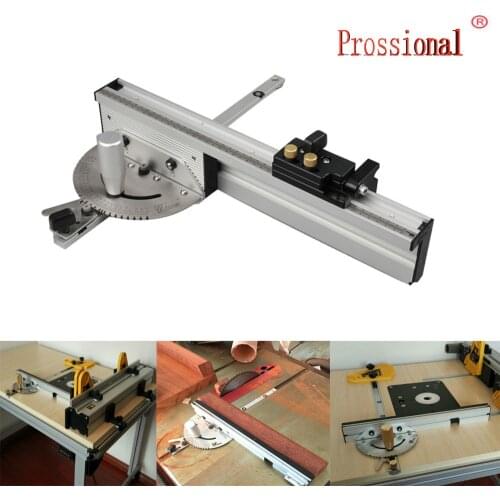 Miter Gauge Aluminium Profile Fence W/ Track Stop Table Saw Router Miter Gauge Saw Assembly Ruler for Woodworking Tools