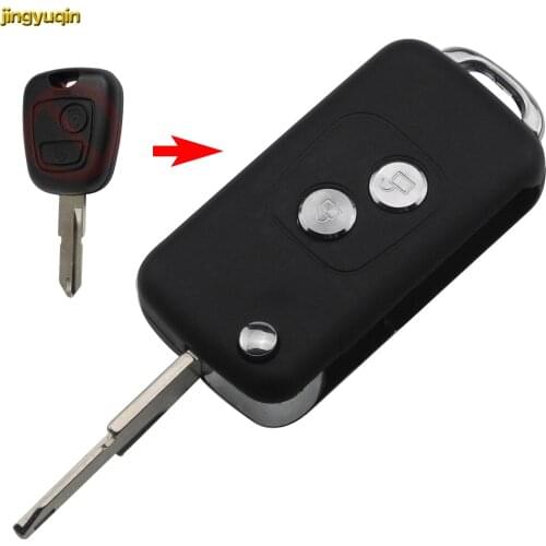 Jingyuqin 3 Buttons Modified Flip Folding Remote Car Key Case Shell Fob Replacement for Peugeot 206 207 Citroen C2