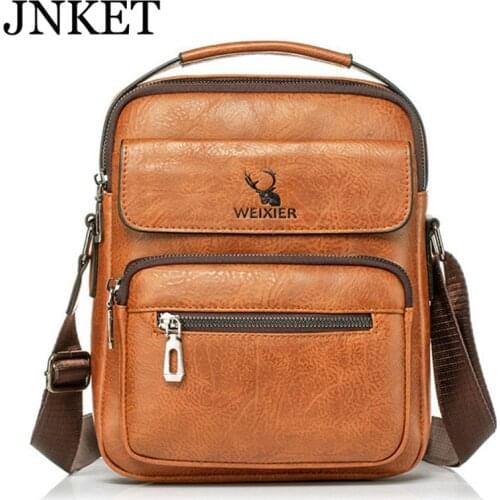 JNKET New Mens PU Leather Vintage Crossbody Bag Shoulder Bag Gentlemen Sling Bag
