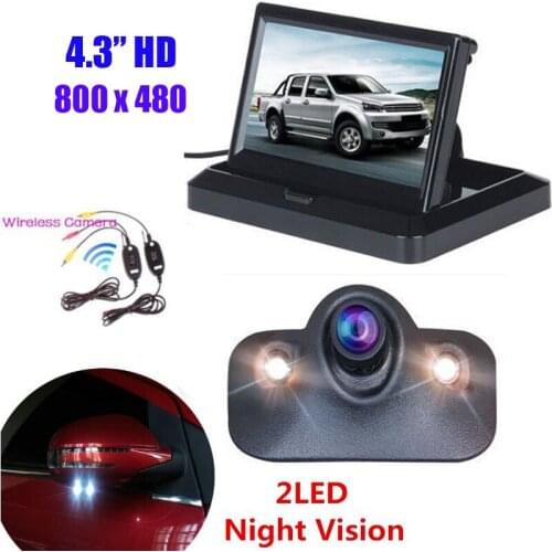 2017 New Rear/Front/Side View CCD Wireless Backup Camera Night Vision &4.3'' Foldable LCD Car Reverse Monitor Parking Assistance