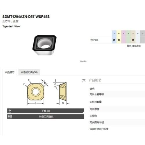100PCS CARBIDE INSERT SDMT1204AZN D57 WSP45S