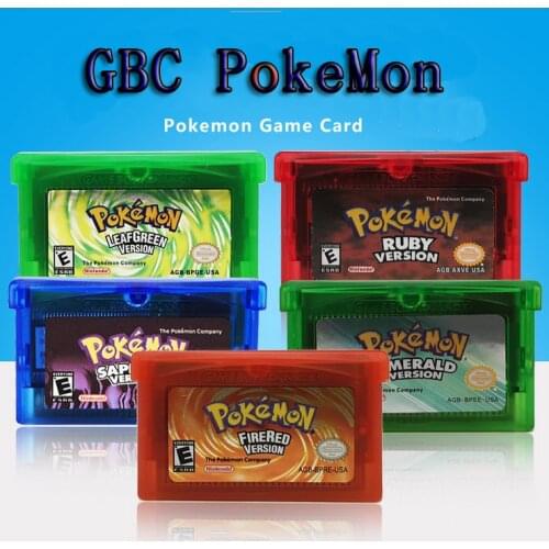 Pokemom 32 Bit Video Game Card Cartridge Console Card for Nintendo GBA PikaCU Emerald FireRed LeafGreen Ruby Sapphire Shiny Labe