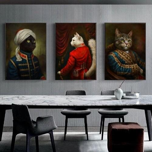 Nordic Cat Animal Vintage Canvas Painting Posters Cats Posters Prints Wall Art Canvas Picture For Living Room Home Decoration