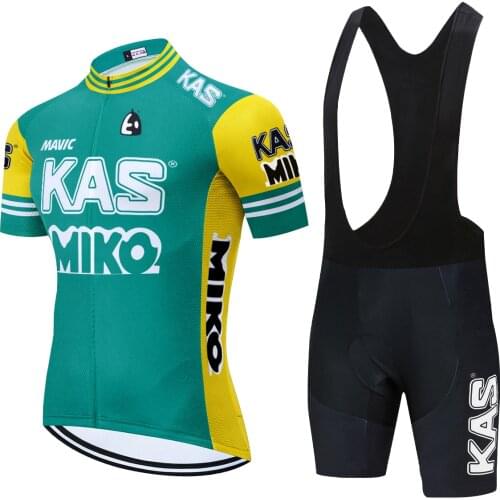 KAS MIKO Cycling Jersey Men Bib Shorts Set 2021 Summer Mountain Bike Bicycle Suit Green Bicycle Team Racing Uniform Clothes