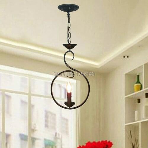 Wrought iron chandelier glass lampshade,living room restaurant bedroom study garden lamp,creative minimalist modern candle light