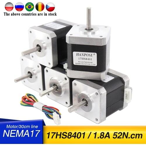 Best price 5pcs 4-lead Nema17 Stepper Motor 3D printer 42 motor Nema 17 motor 42BYGH 1.8A 17HS8401 motor for CNC milling machine