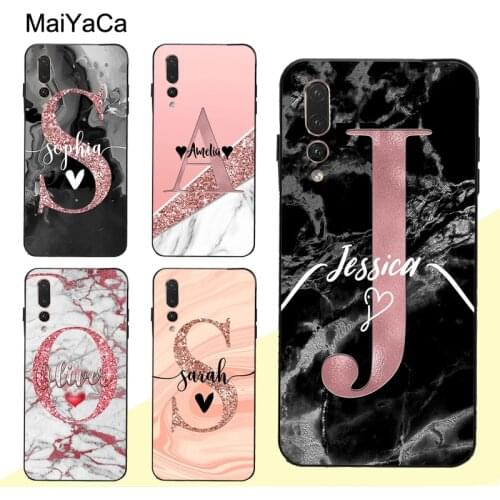 MaiYaCa PERSONALISED Glitter Name Initials Rose Gold Case For Huawei P20 P30 Pro P40 P10 Lite Mate 30 20 10 Lite P Smart 2019 Z