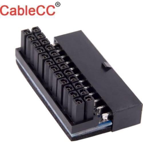 CableCC CY ATX 24Pin Female to 24pin Male 90 Degree Power Adapter Mainboard Motherboard for Desktops PC Supply