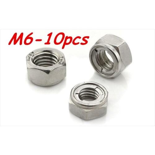 Metric M6 304 Stainless Steel Metal Lock Insert Nuts 10Pcs/Lot Free Shipping