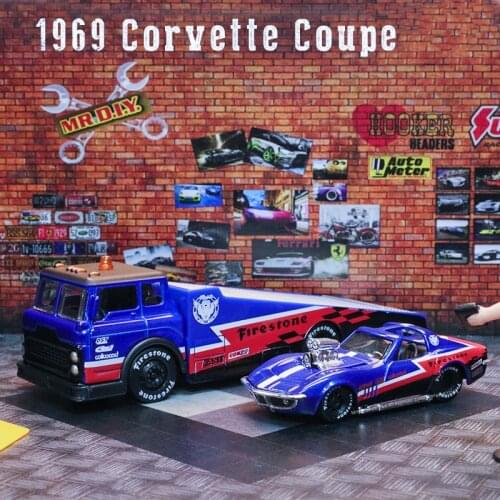 Maisto 1:64 RAMP TRUCK 1969 Corvette Coupe transport Die-casting car model collection gift toy boys