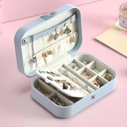 MOONLAY The New PU Leather Travel Jewelry Organizer Box Earring Holder Jewelry Packaging Display Storage Case