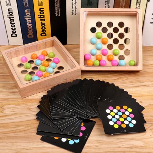 Finger game Dots Board Toy Rainbow colored wood beads toys sets montessori Educational Desktop interactive toys for kids