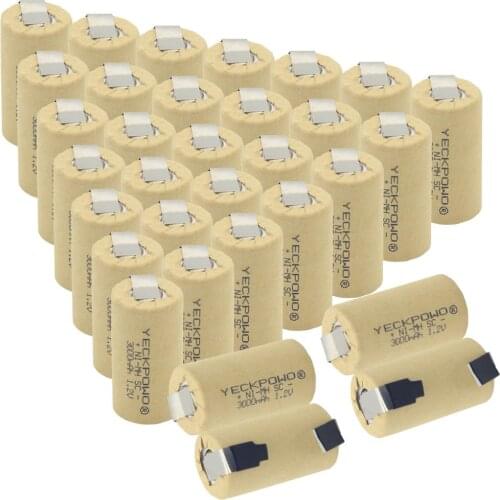 NIMH flat top 3000mAh welding tabs sub C battery SC batteries rechargeable 1.2V nickel sheets for electric drills for metabo