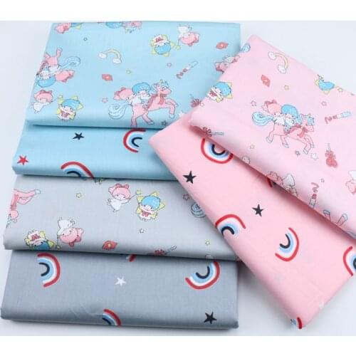 New Horse Stars Rainbow 100% Cotton Fabric By Meter Diy Patchwork Quilt Cloth Bedding Blanket Sheet Pillow Decor Tissus Tilda