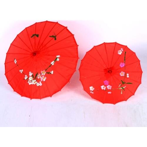 New 2 Size (56cm 82cm) printed Handmade Classical red color Oilpaper Umbrella Wedding Party Prop Umbrella Handmade Craft Parasol