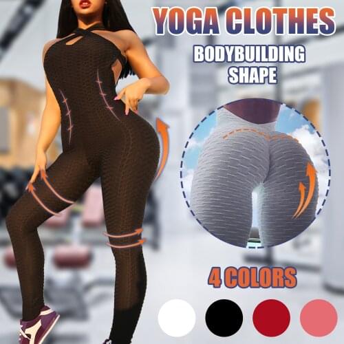 2021 New Womens Set Sports Yoga Suit Backless Cross Vest One Piece Yoga Suit Womens Sets Running Tight Dance Sportswear E2