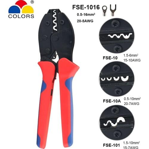 Crimping Pliers 0.5-16mm2 20-5AWG Non Insulated Bare Naked Cable Lugs Terminals Ratchet Crimper Jaw Kits 220mm 9" Hand Tools