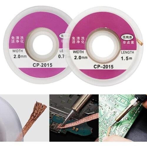 75/150cm Desoldering Braid Welding Solder Remover Wicks Wire No Cleaning Low Residue Tin Removal Strip Tape with Strong Suction