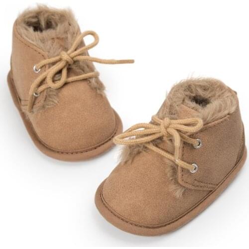 Autumn Winter Baby Shoes Warm Baby Plush Boots Snow Shoes Baby Boots Solid Lace-Up Cross-tied 2018