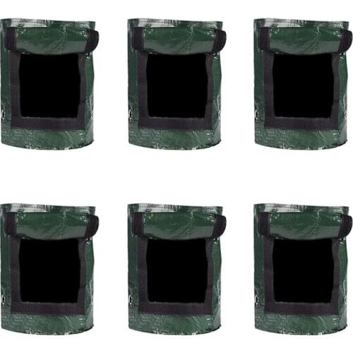 FQYL 10 Gallon Plant Grow Bags-6 Packs Fabric Grow Pots for Potato Thickened Garden Growing Bags with Window and Handles