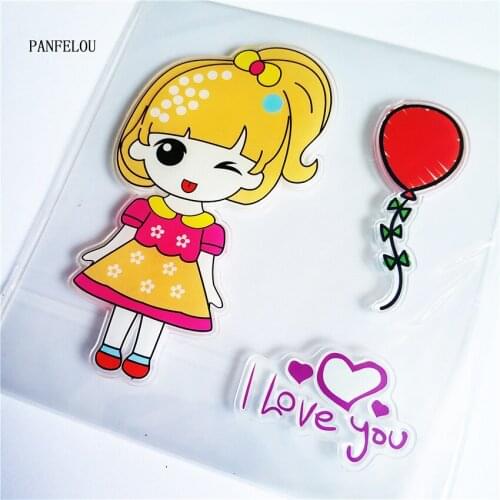 PANFELOU balloon dress princess Transparent Silicone Rubber Clear Stamps cartoon for Scrapbooking/DIY Easter wedding album