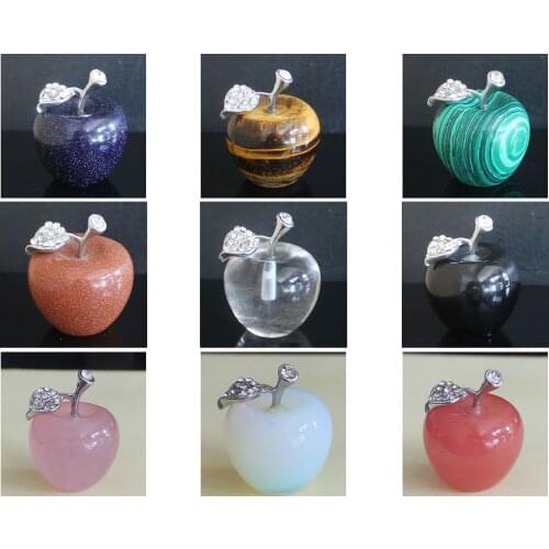 Mixed Gemstone quartz lapis amethyst turquoise unakite flame jasper crystal apple home decoration Christmas gift