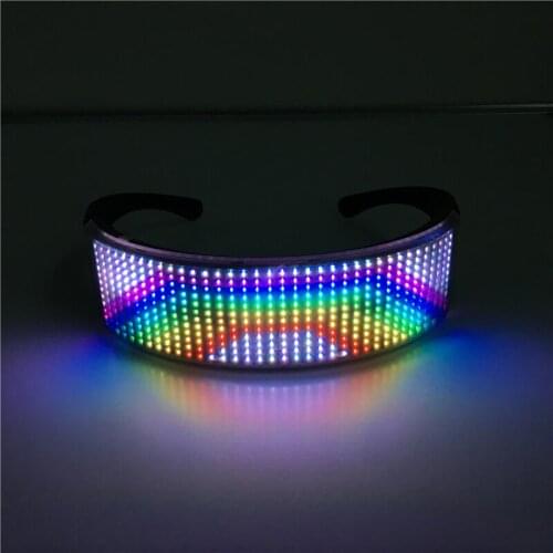 Bluetooth LED Luminous Glasses Electronic Visor Glasses Light Up Glasses Prop for Halloween Festival KTV Bar Performance