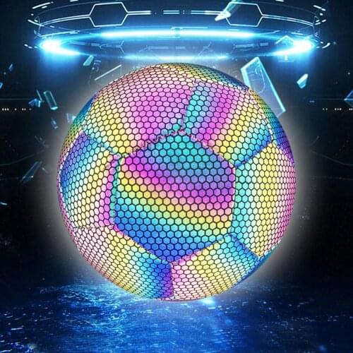 Reflective Football Size 4/5 Compact Anti-corrosion TPU，Reflective Glow in The Dark Football for Adult Kids Football Training