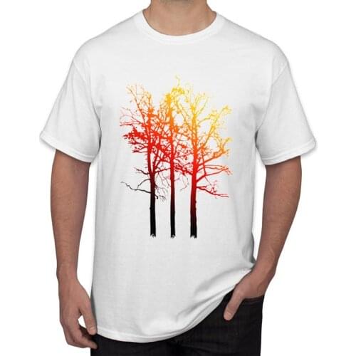 TEEHUB 2019 New Fashion Fire Trees Print Men T-Shirt Hipster Autumn Tree Tee Short Sleeve O-Neck Casual Tops