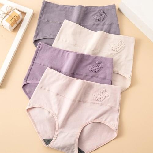 Plus Size 5XL High Waist 4Pcs/lot Cotton Panties Women Briefs Seamless Fashion Print New Cute Underwear Comfort Female Lingerie