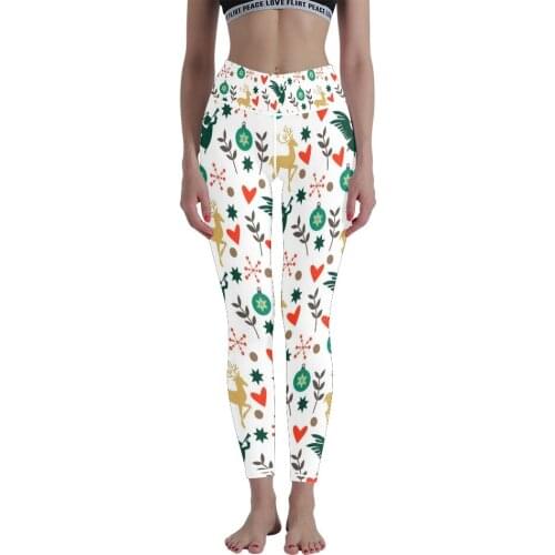 High-waist Christmas Elk Digital Print Yoga Pants Womens High-waist Yoga Pants Leggings Nine Pants Tight Pants Women Movement