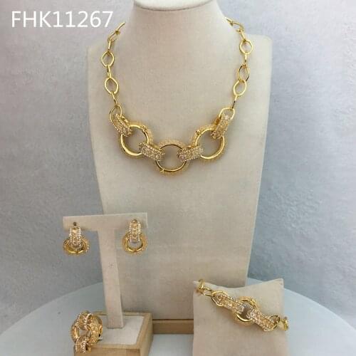Yuminglai Fashion Jewelries Luxury Rhinestone Dubai Gold Superior Quality Ladies Jewelry Sets FHK11267