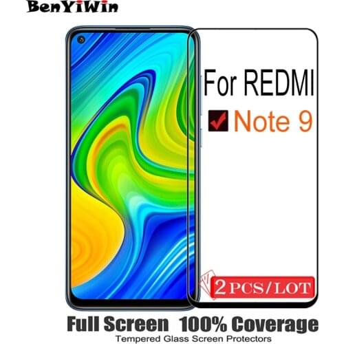 2PCS Original Full Cover Screen Protector Tempered Glass For XIAOMI Redmi Note 9 Scratch Proof Protective Film For Note9 Glass