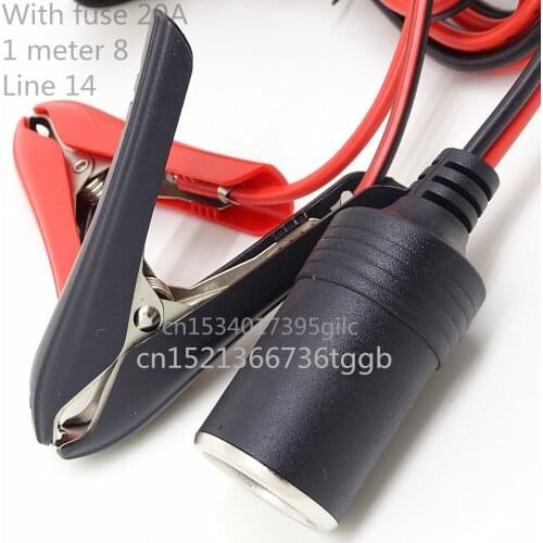 Pure copper battery clip rotating cigarette lighter head cable car car socket plug charger female seat alligator clip connector