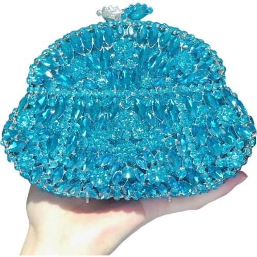 Bag For Women Blue Color Crystal Women Evening Clutch Bags Wedding Formal Dinner Handbags and Purses Cocktail Party Bag