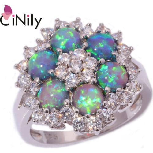 CiNily Created Rainbow Fire Opal Cubic Zirconia Silver Plated Wholesale Retail Fashion for Women Jewelry Ring Size 5-11 OJ6189